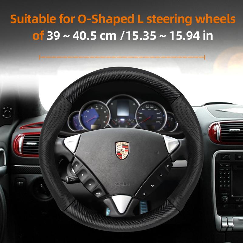 Suitable for Porsche Perforated Leather Matte Carbon Fiber Texture Steering Wheel Cover Cayenne Macan 911 Panamera 718 Taycan