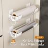 2Pcs No-Drill Kitchen Storage Rack Set, Multi-Functional Fresh Film Garbage Bag Organizer for Cabinet Refrigerator Side