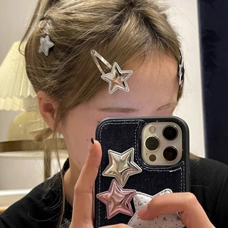 PU-Leather Hair Clip Hairpins Fashion Five-Pointed Star Hair Barrettes Sweet Headpiece Hair Accessories for Women Girls