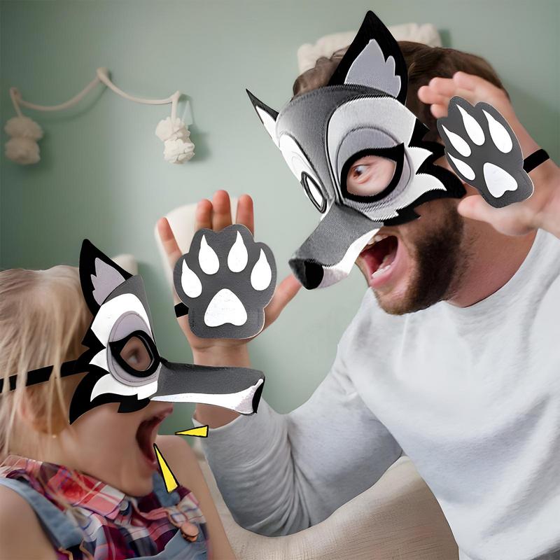 Wolf Costume Funny Animal Cosplay Set Realistic Grey Wolf Costume Set For Kids Adults Cosplay Stage Performance Halloween