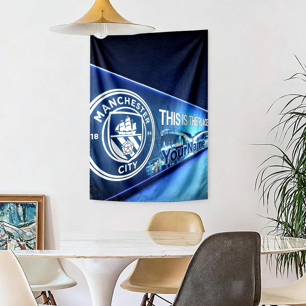 Manchester City Custom Your Name Wall Decor Tapestry Art For Pet Memorial Birthdaywedding Party Backdrop Family Gift