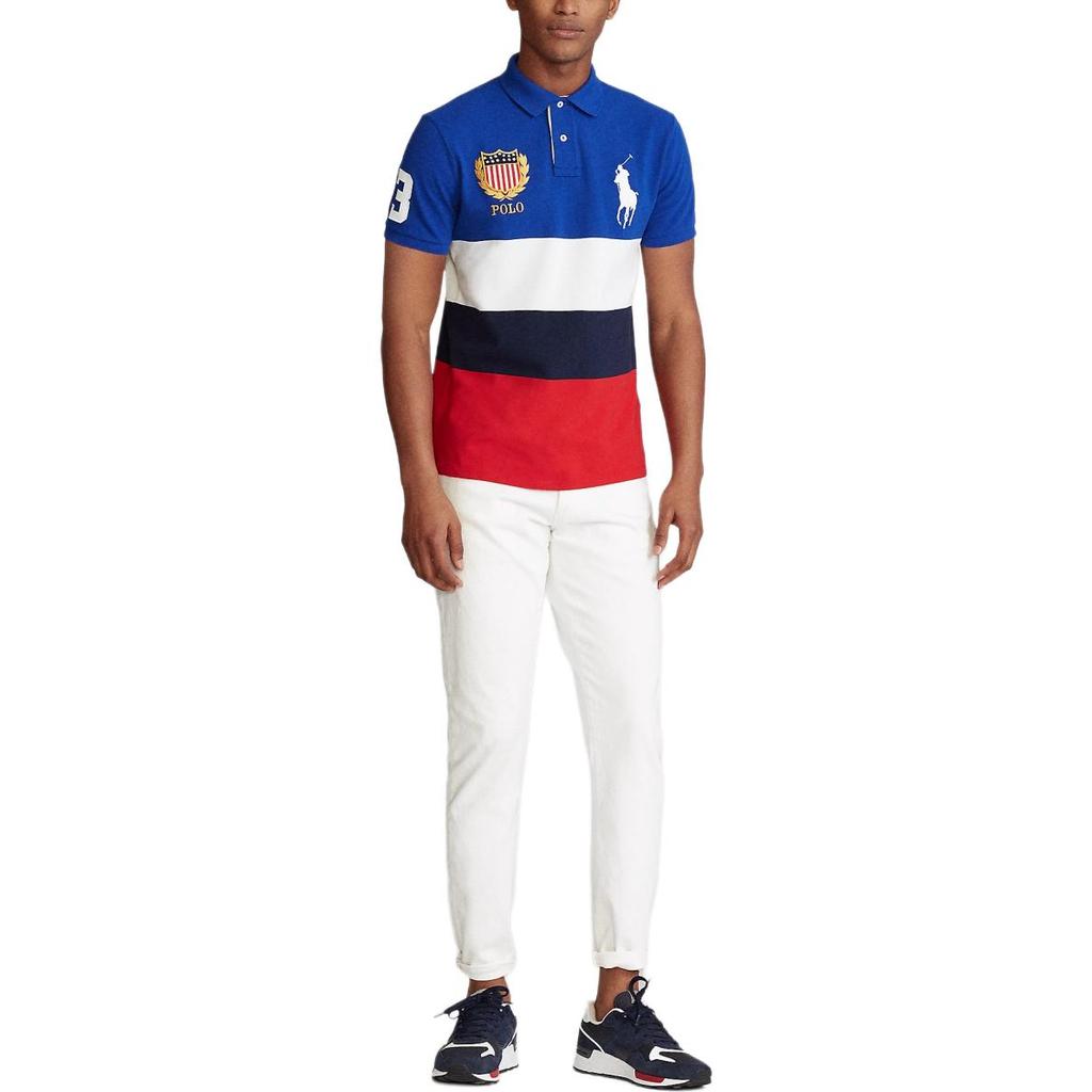 Polo Ralph Lauren Color Block Zahlenlogo Big Pony Logo Poloshirt Herren Poloshirts Blau 710800514-001