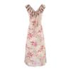Summer Design Smudge Floral Thin Dress Female French Retro Royal Sister Style Temperament Waist Long Dress