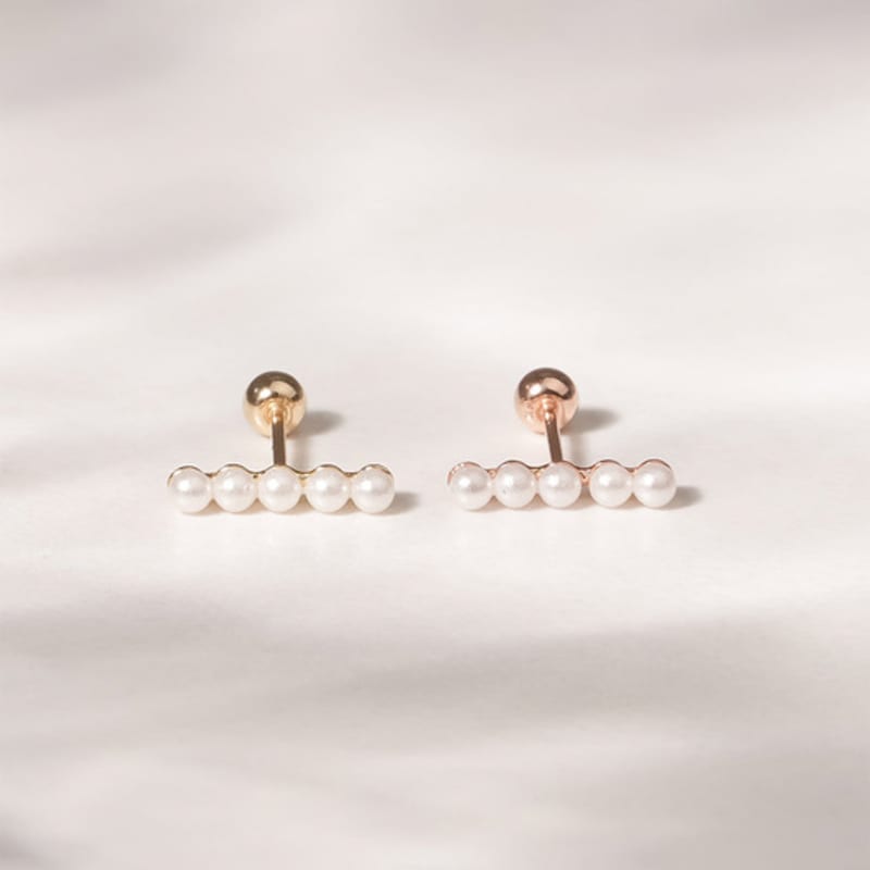JEWNEL 14K Rosegold 5-tier Pearl Piercing Earrings