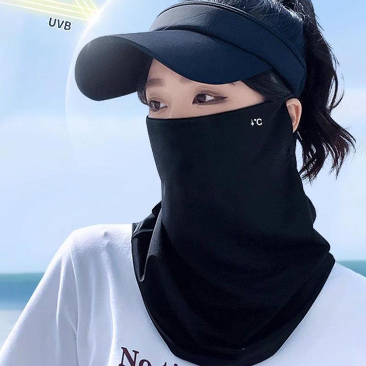 Sommer Eis Seide Sonnenschutzmaske für Damen, UV-Schutz zum Radfahren, Sonnenschutzschal für den Hals, Lange Maske für den Hals, Gesichtsmaske für Herren