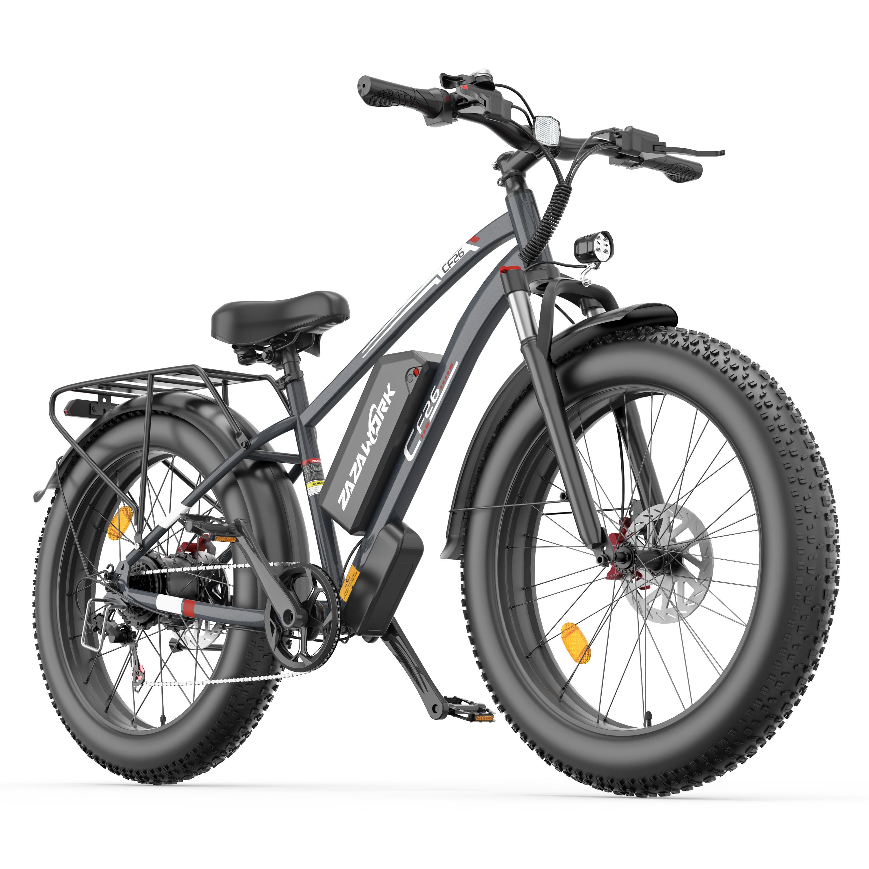 ZAZAWORK CF26 Elektrische Fiets voor Volwassenen, 48V 20AH Batterij, Hydraulische Schijfremmen grijs