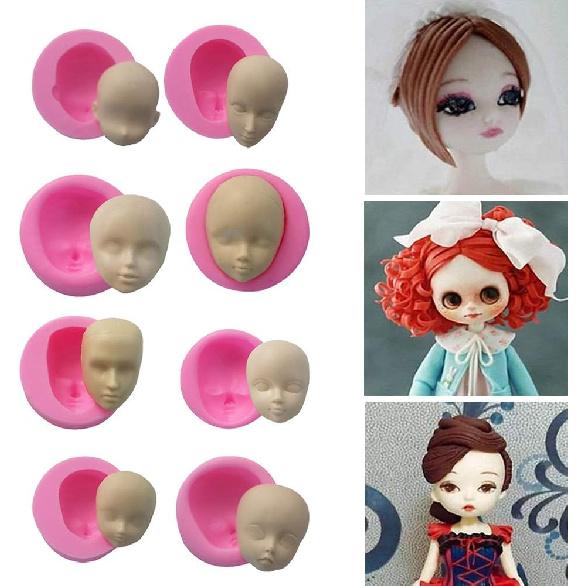 3D Doll Head Baby Face Silicone Cake Molds Model Handmade Soap Clay Plaster Mold Fondant Chocolate Gummy Biscuit Sugar Craft Mould DIY Cake