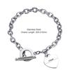 Rose Gold Heart-Shaped Letter Bracelet with OT Buckle - European & American Fashion