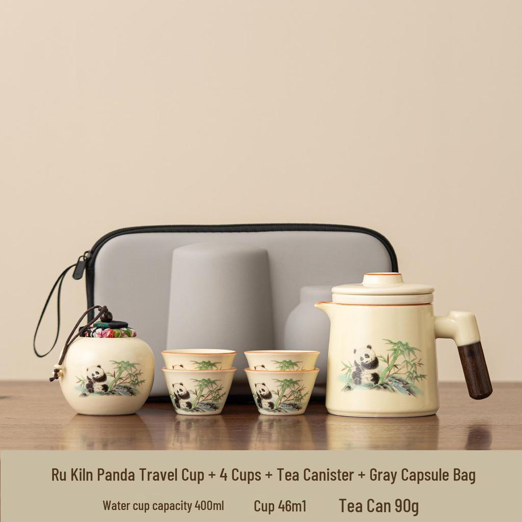 Portable Travel Tea Set: Quick-Brew Pot with Four Cups, New Style for Young People On the Go
