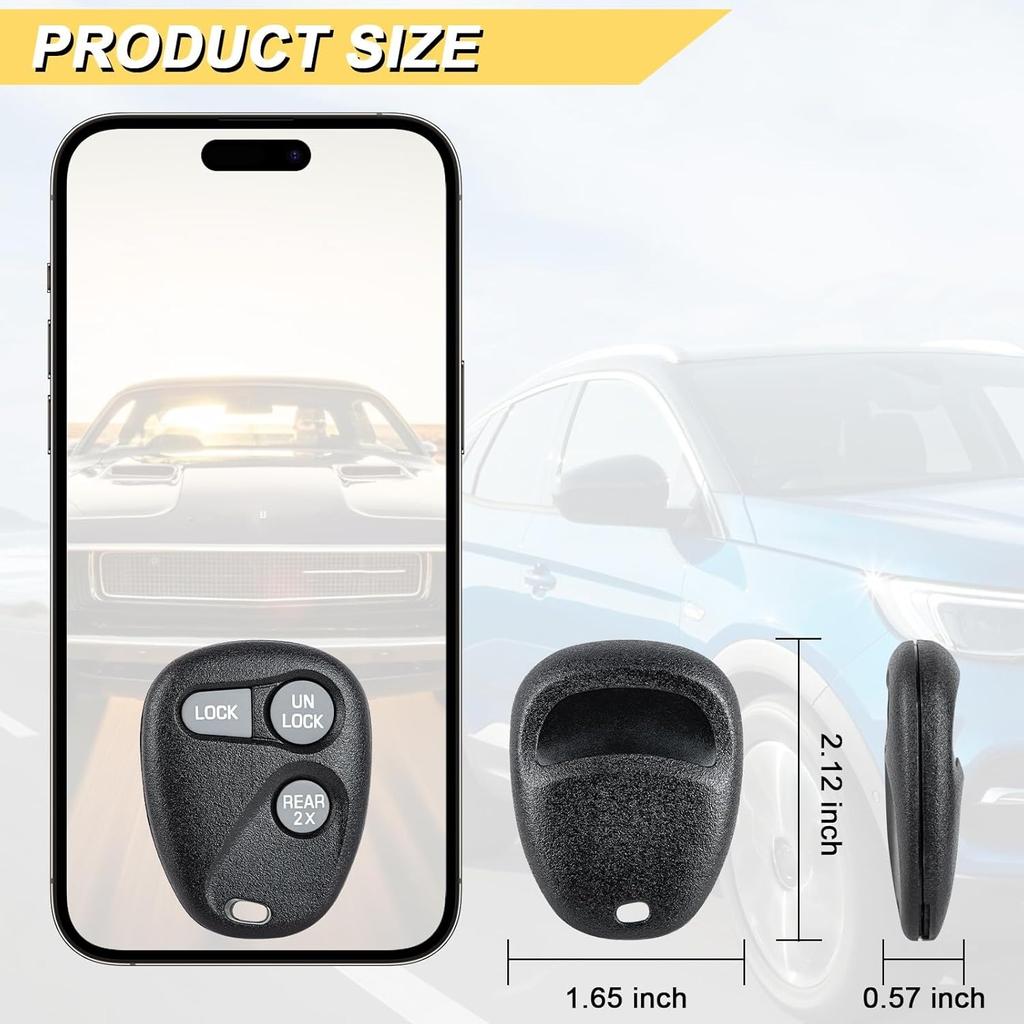 Key Fob for 1996-2002 Chevy Suburban Tahoe Lumina Camaro Monte Carlo, GMC Yukon Safari, Buick Cadillac Oldsmobile Pontiac, AB01502T/ABO1502T, 3Buttons
