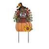 Outdoor Garden Metal Yard Stake Turkey and Pumpkin Harvest Decoration Lawn Ornament for Fall Seasonal Display