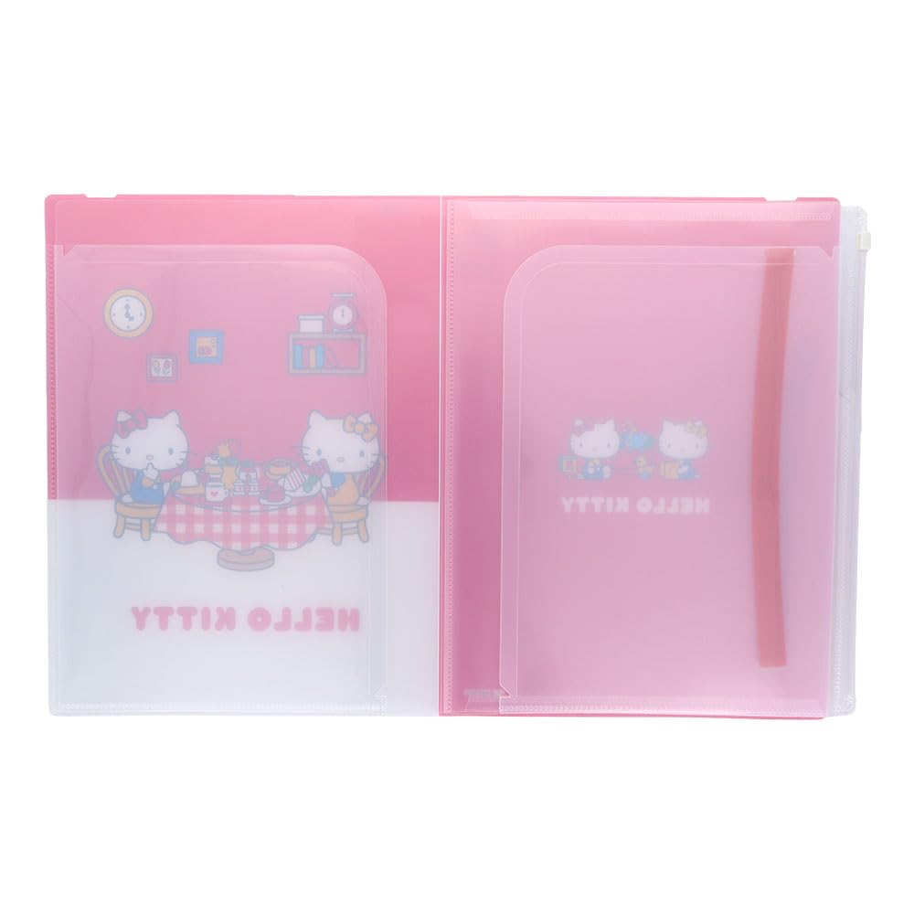 Stationery Sanrio Characters Clear Elastic 5 Pockets Hello S2174545 Sun-Star File, Multi-functional, Band, + Zipper, Kitty,