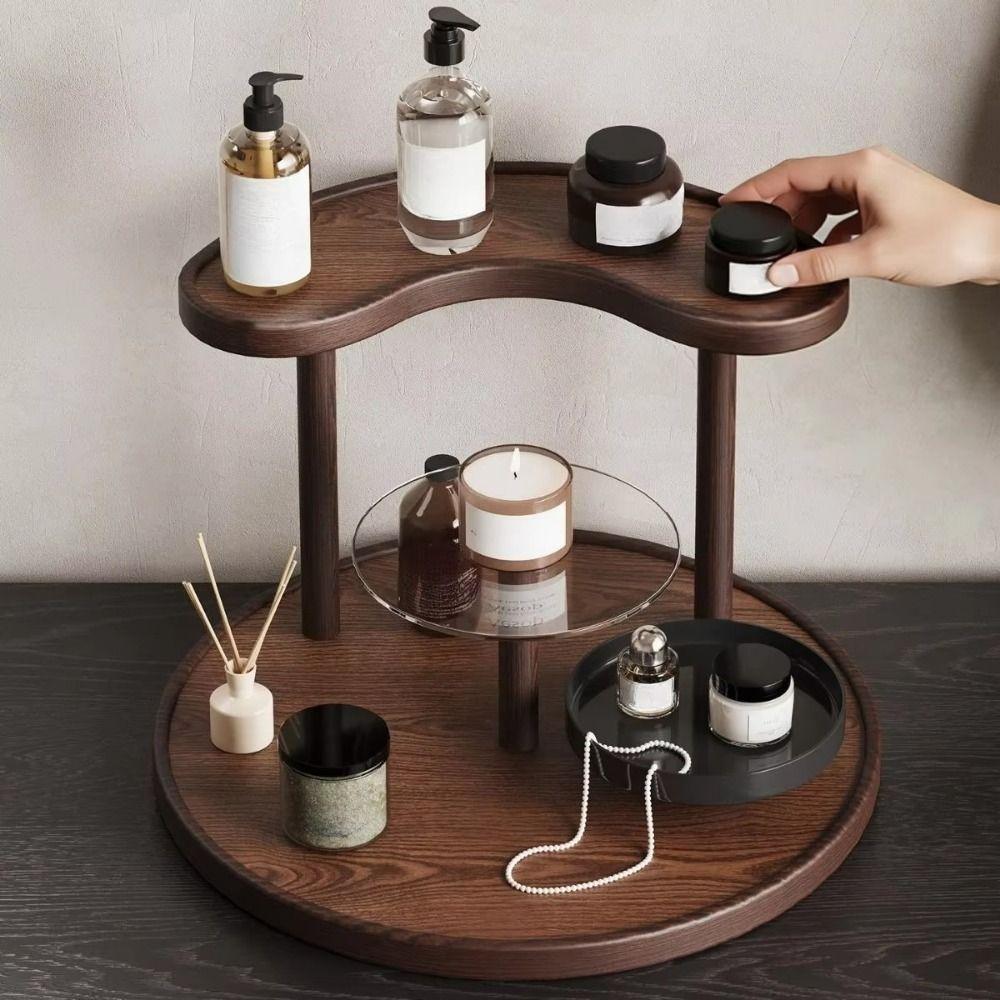 Curved Edge Round Base Storage Rack Detachable Perfume Jewelry Display Stand  Study