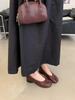 Women's Chunky Heel Mary Jane Split-Toe Shoes: New Retro Pleated Design Ballet Flats