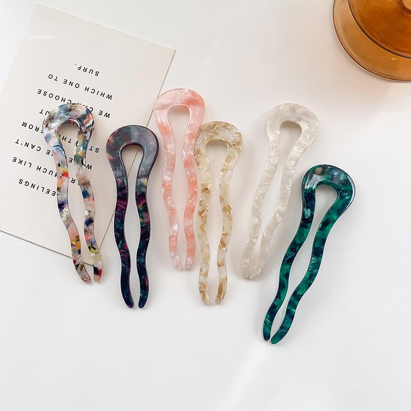 Mode Haarstäbe Haarspangen für Frauen Bunte Marmorstruktur Acetat Haarspange Mädchen Haaraccessoires Haarstäbe Neu