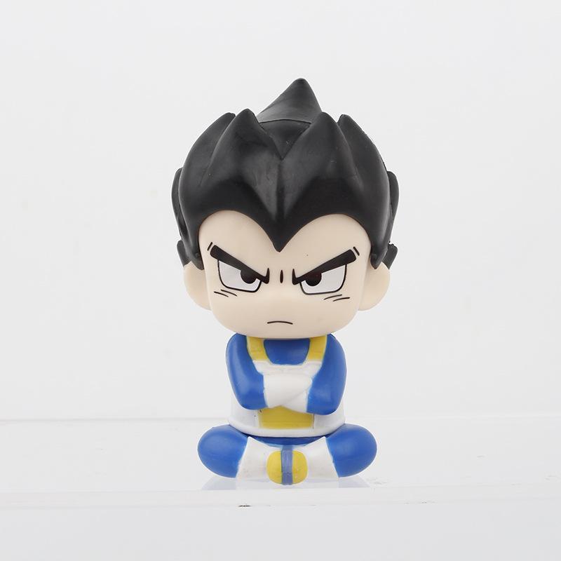 2Pcs Anime Dragon Ball Q Version Sitting Childhood Goku Vegeta Action Figure Car Decoration Statue Model Toys Children Gifts