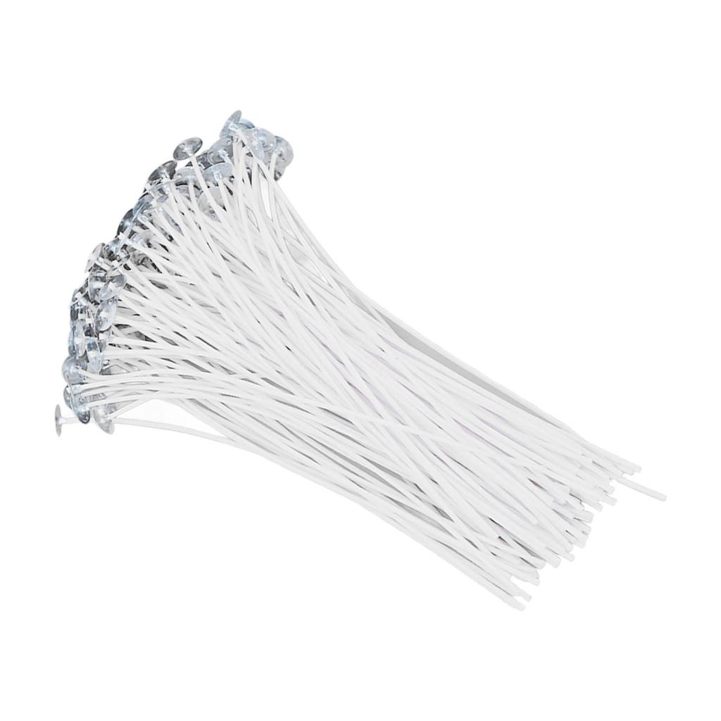 100PCS Candle Wick 20cm/7.9in Cotton Core White Plant Wax with Base for Candles DIY Making