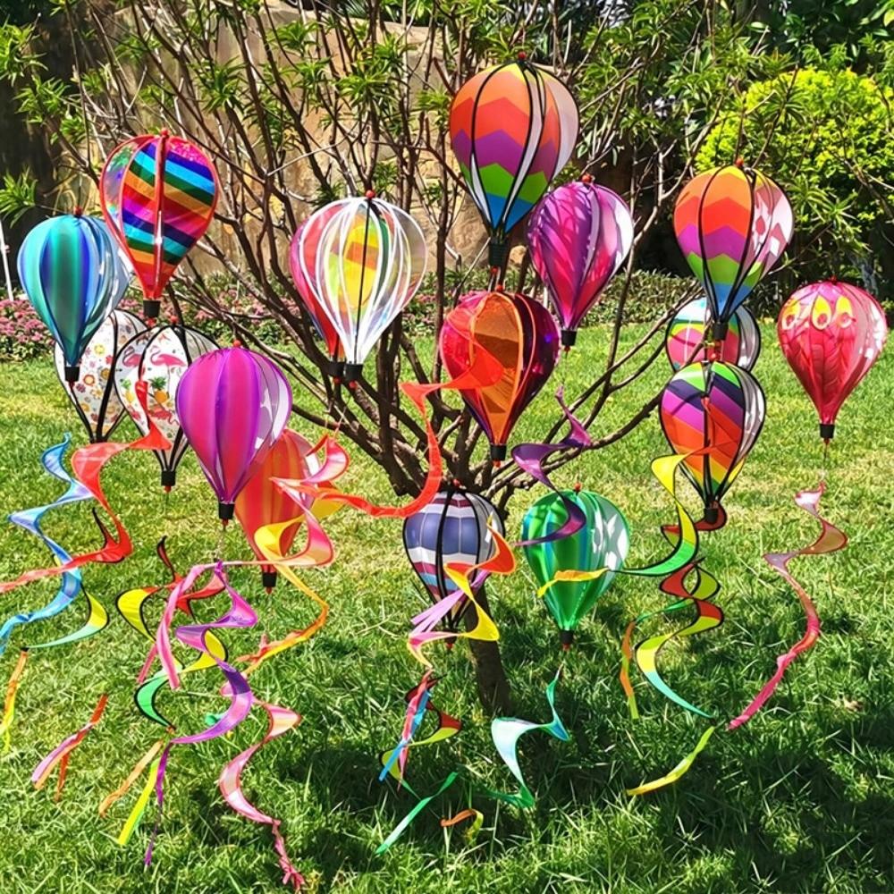40cm Balloon Hot Air Balloon Spinner Plastic Striped Tie Dye Pinwheels