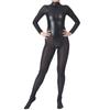Sexy Women Pu Mesh High Cut Bodysuit Oil Glossy Shiny Elastic Yoga Shaping Tights Sheer See Through Maid Leotard Stage Wear