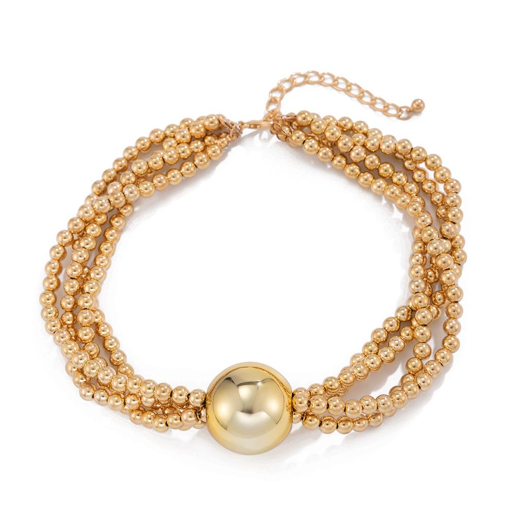 Exaggerated Large Round Bead Pearl Collarbone Item Jewelry Necklace Hip Hop Trend Multi-Layer Chain Necklace