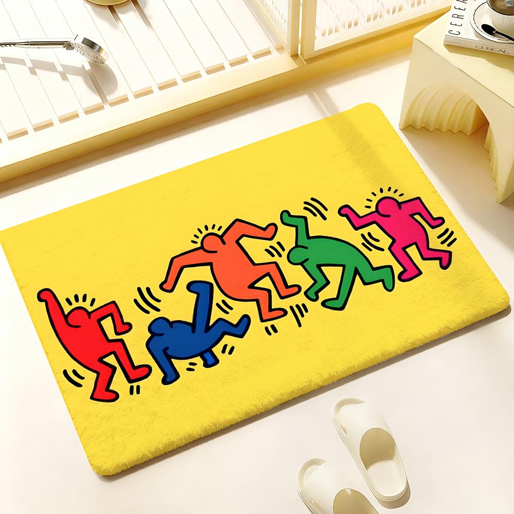 Art Anime K-Keith Haring Floor Mat Cozy Flannel Soft Thick Non-Slip Mat For Living Room Bedroom Kitchen Decor Rugs