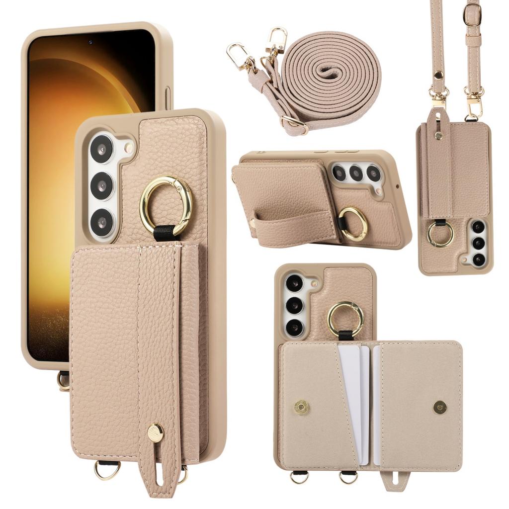 For Samsung Galaxy S23 & S23 Plus Case PU Leather Wallet Bag Grip Strap Holder Shoulder Long Crossbody Lanyard Ring Clasp Cover