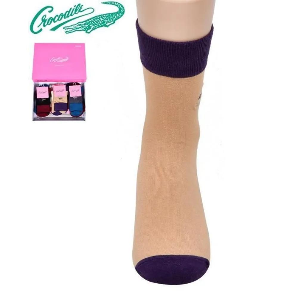 Crocodile Embroidered Color Block Women's Casual Mid-Length Socks SW2411-0069 (41994088)