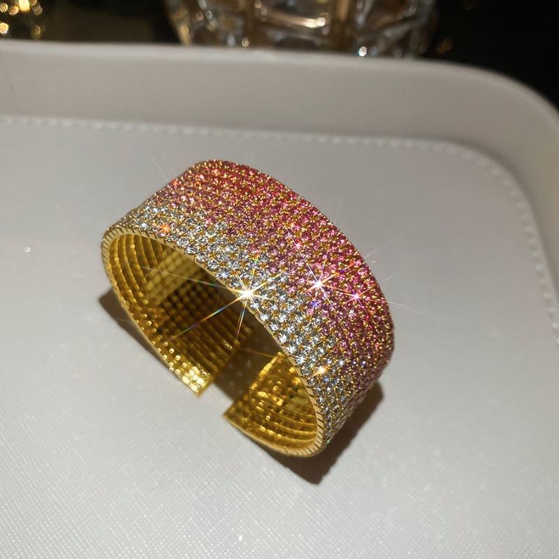 Diamond sparkle~ diamond-encrusted multi-layer round gradual change opening bracelet design sense niche bracelet fashionable exquisite jewelry