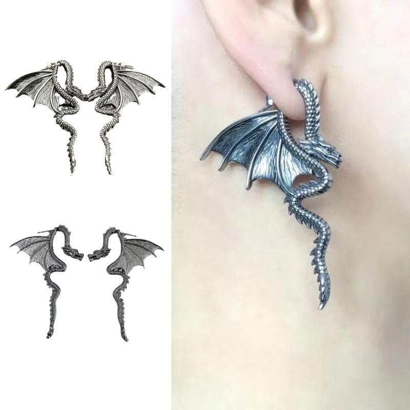 HX6F Dark and Daring Detachable Dragon Ear Studs Adornment Delicate Ear Clip Jewelry