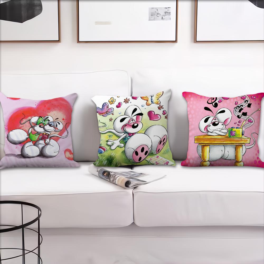 Kissenbezug mit Cartoon-Ratte, D-Diddl-Bezug, Dekoration für Zimmer, Zuhause, Sofa, Wohnzimmer, Büro, Auto, nordische Schlichtheit