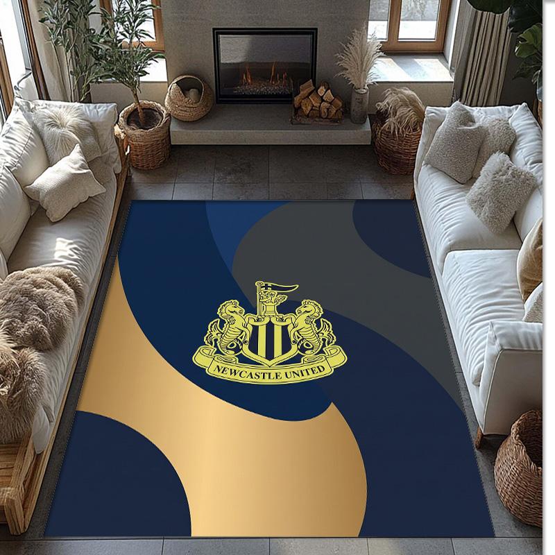 Tappeto in Velluto di Cristallo con Stampa di Calcio del Newcastle United, Comodo Assorbente d'Acqua Antiscivolo Tappeto per Pavimento Interno