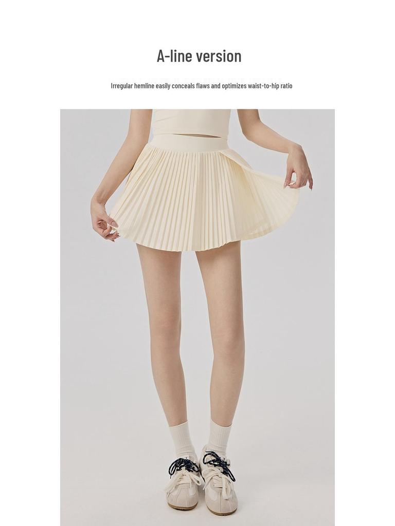 Damen Hochtaillierter Fake-Zweiteiler Plissierter Tennisrock mit Taschen