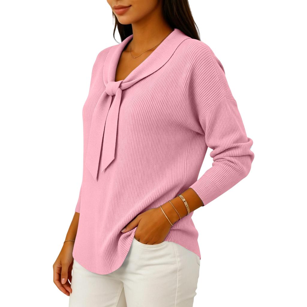 Women's Color Long Sleeve Sweater with Detail for Fall and Winter