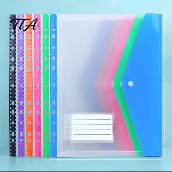 Snap Button Envelope 11 Hole Expanding File Pockets, Reusable PP Document Sleeves, Transparent Tear-resistant Bag Waterproof Organizer for Home Office