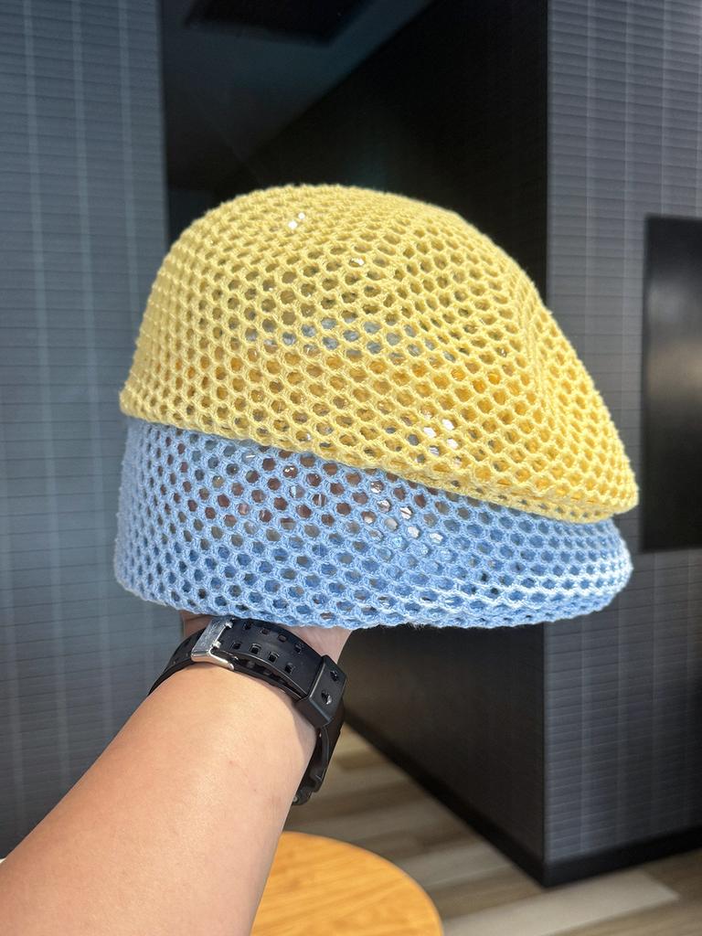 Korean Fashion Hollow out Beret for Children Summer Thin Style Breathable Reverse Front Artist Cap
