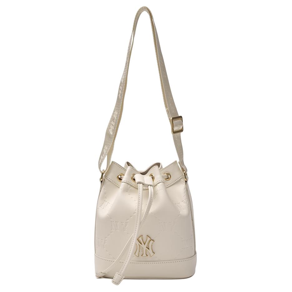 New MLB Blended Material Bucket Bags Crossbody Bag, Shoulder Bag Regular Women's White 7ACRMD65N-50CRM