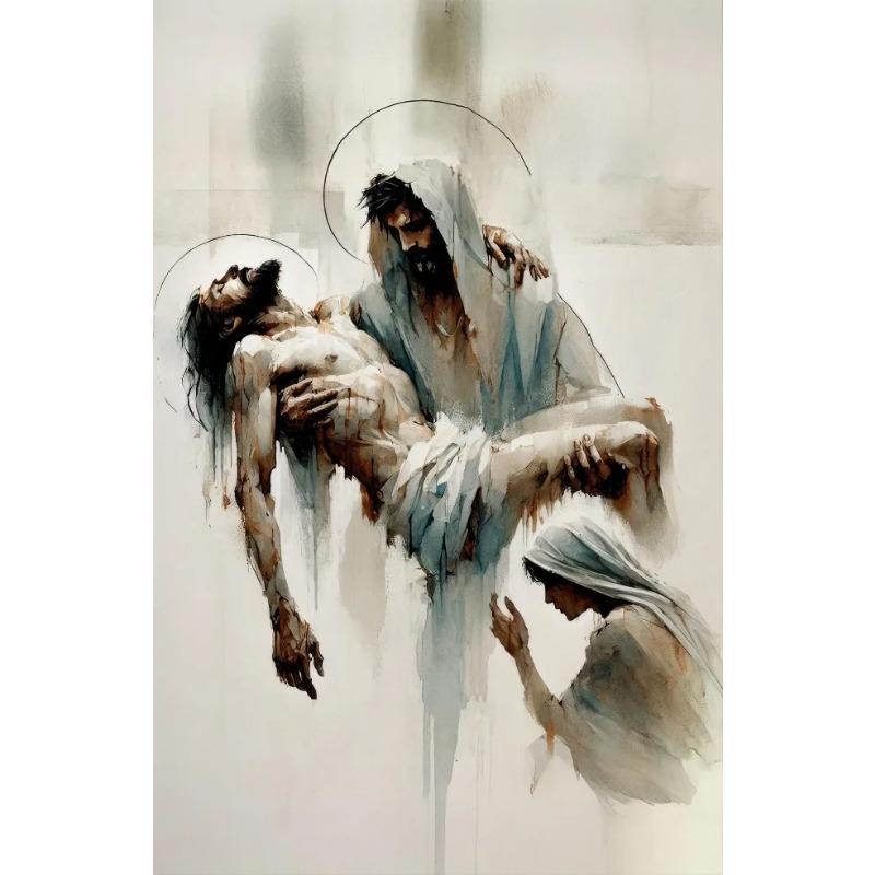 Jesus Carry The Cross Posters and Prints Canvas Printing Vintage Christian Wall Art Picture for Living Room Home Decor Gifts
