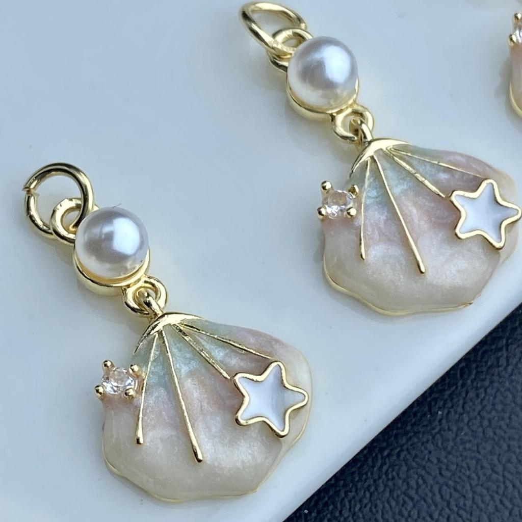 Handcrafted Ocean Blue Starfish Shell Earrings with Crystal Beading