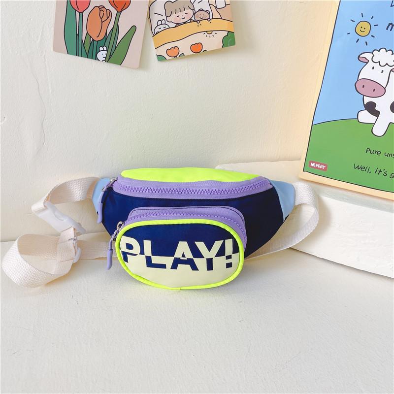 Trendy Blue Canvas Children's Crossbody Bag Stylish Sports Chest Pack For Kids