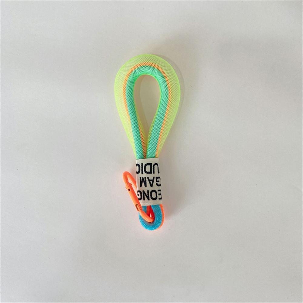 Mesh Fluorescent Keychains Mobile Phone Strap Bag Pendant Double Color Braided Rope Car Key Holder Accessories Gift