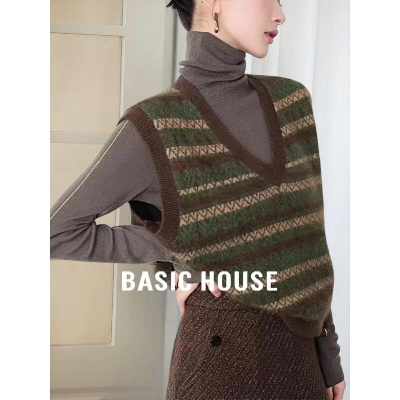 Базовый Дом Мода Ретро Жаккардовый Вязаный Жилет L