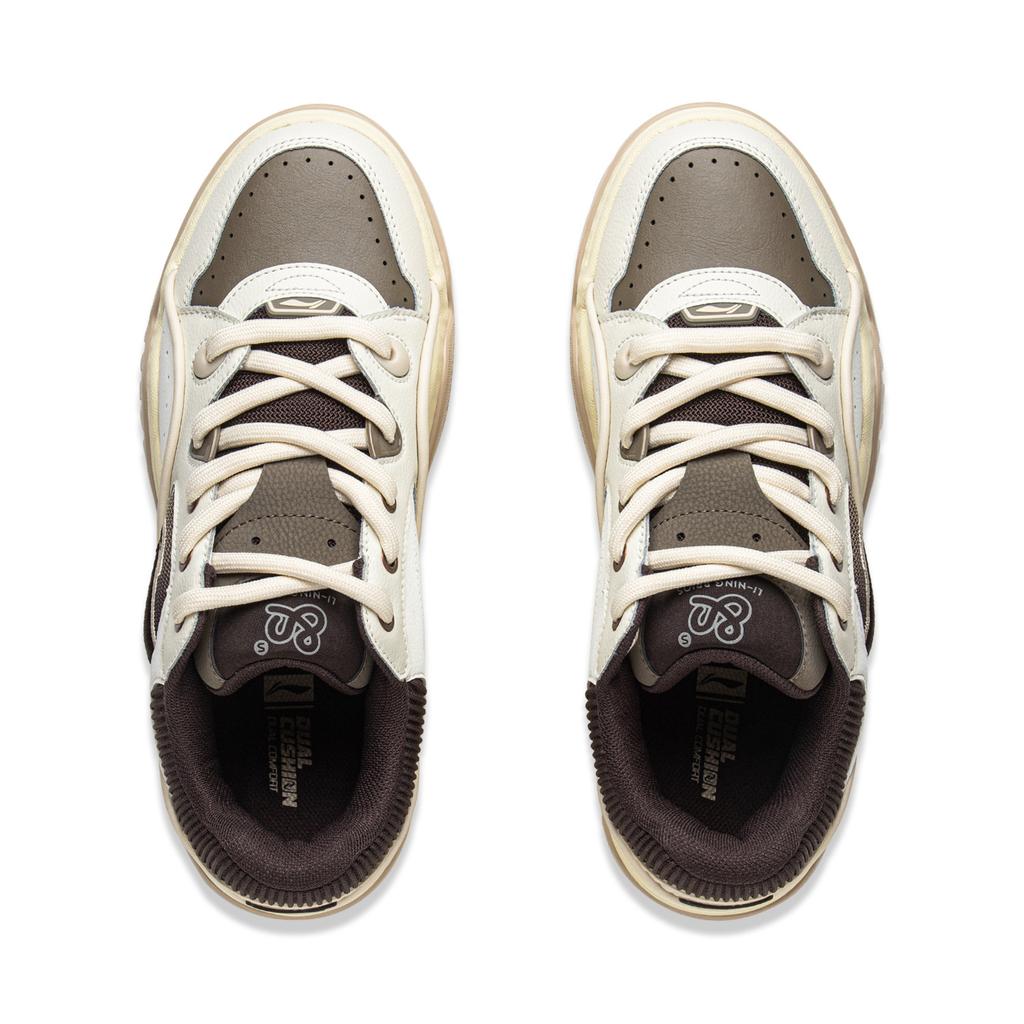 Li Ning Buu Coverage Slip Resistant, Abrasion Resistant, Lightweight Low top Skateboard Shoes Men's Ecru AGCV463-1