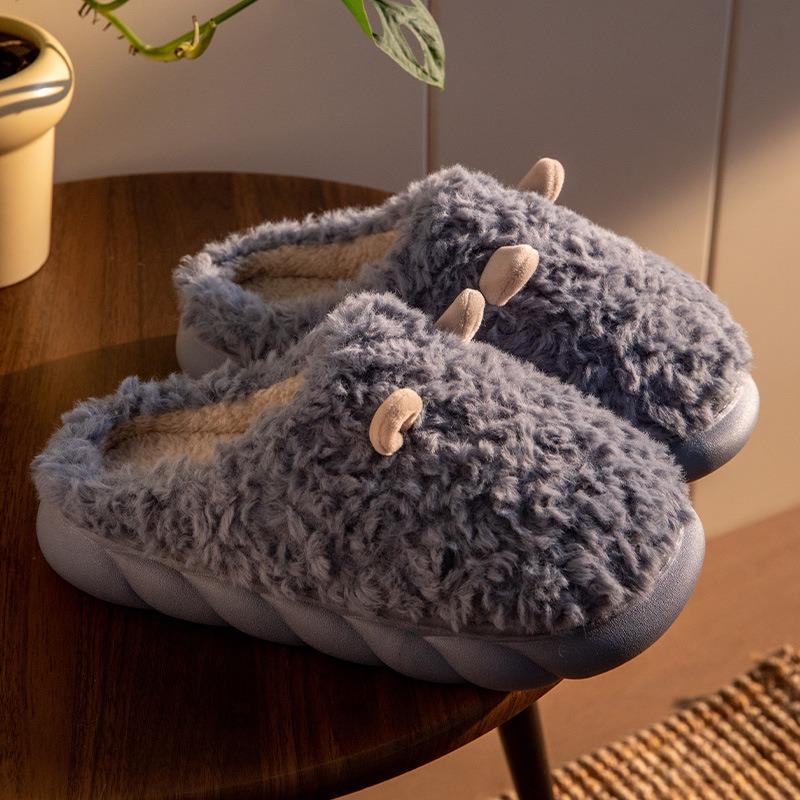 Cotton Slippers Women's Winter Cute Indoor Home Small Sheep Plush Warm Confinement Couple Winter Slippers Men