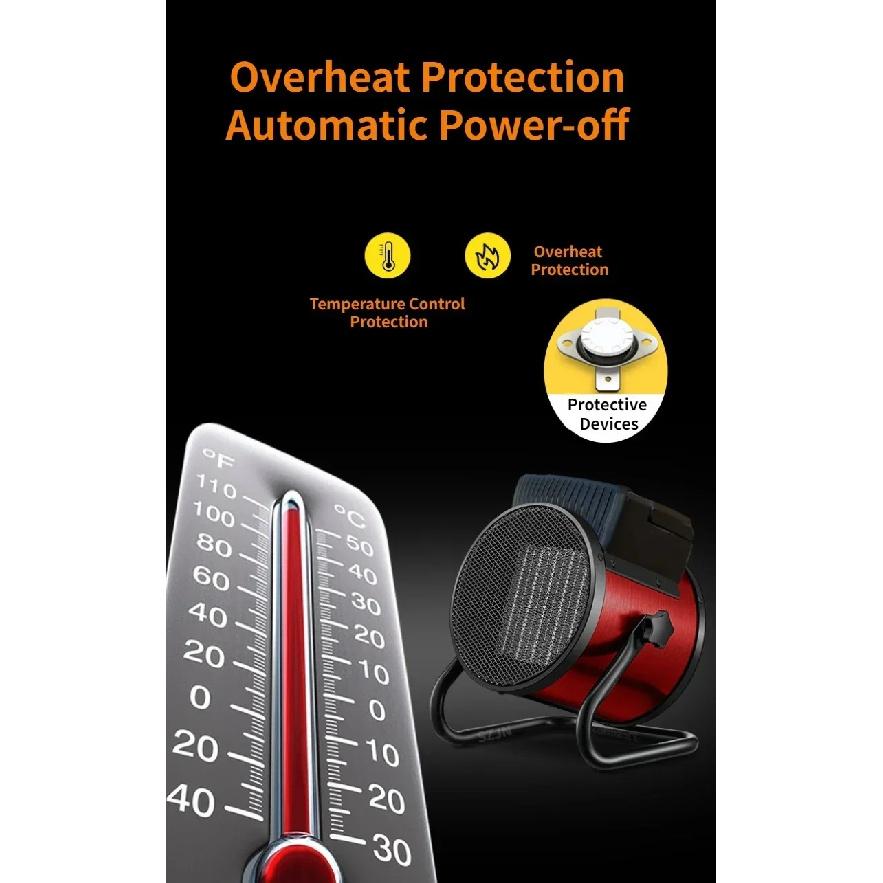 Portable Ceramic Electric Space Heater Thermostat Air Warmer Radiator Room Fast Heat Auto Shut-Off Safety Feature 2000W 3000W
