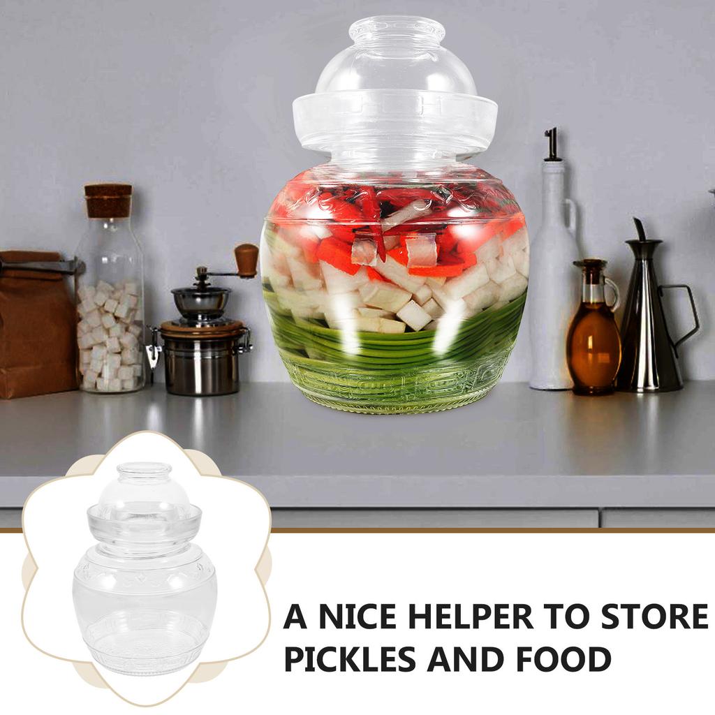 1Pcs Fermentation Jar Household Kitchen Pickle Jar Glass Transparent Storage Container Sealed Food Can Practical Storage Tank