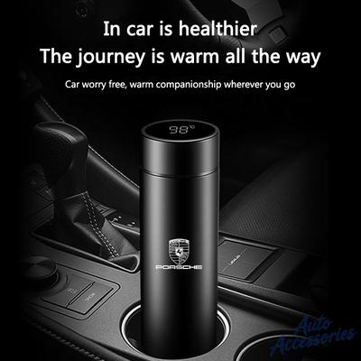 500ML Temperaturanzeige Thermosbecher Edelstahl Vakuumisoliert Tasse Aufkleber für Cayenne Macan 911 Taycan Cayman