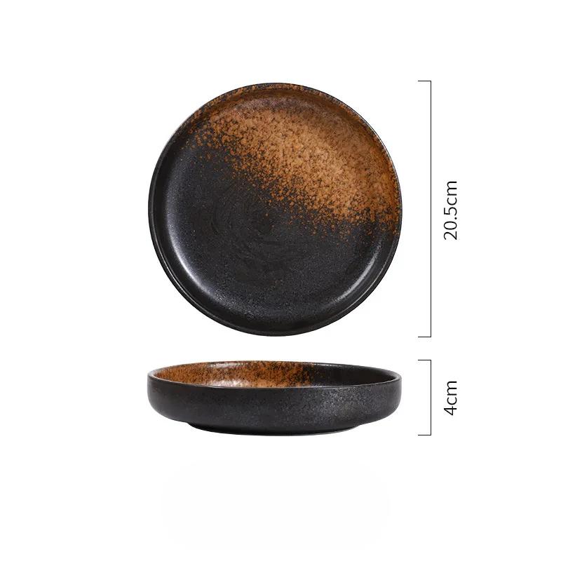 

8-дюймовая керамическая тарелка в японском стиле, креативная тарелка для западной кухни, тарелка для пиццы, плоская тарелка для пасты, скандинавская бытовая посуда для столовой