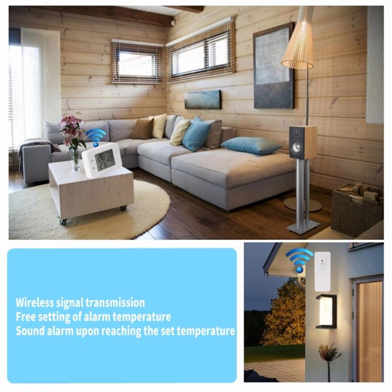 Double Sensoring Electronic Temperature Gauge with Clear Display & Alerts System Digital Thermometers for Fridge & Cold Storage