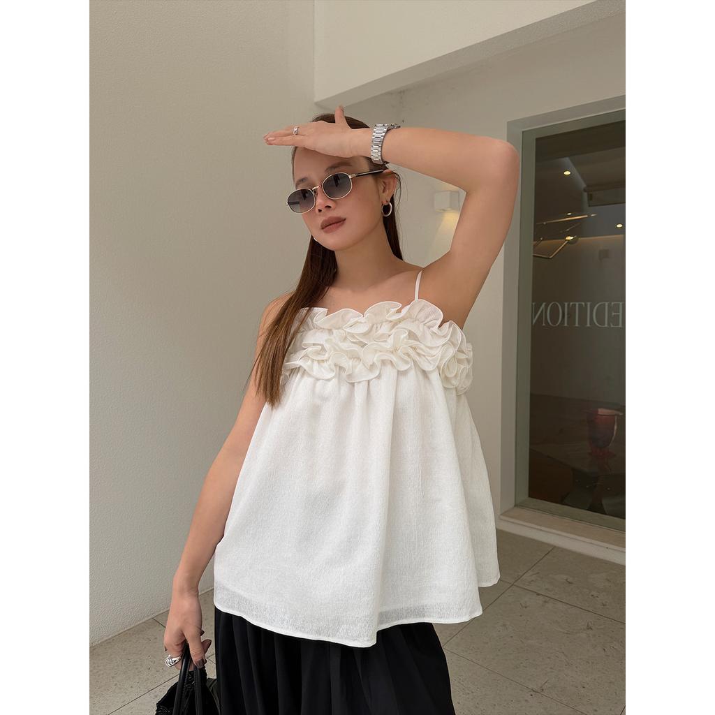 Summer Korean Gentle Heavy Industry Lace Sleeveless Vest Suspender Outer Top S