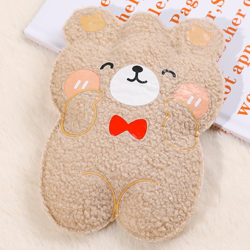 Mini Water Warmer Cartoon Plush Bear Hot Water Bottle Water Filling Bear Flannel Portable Student Hand Warmer Cute